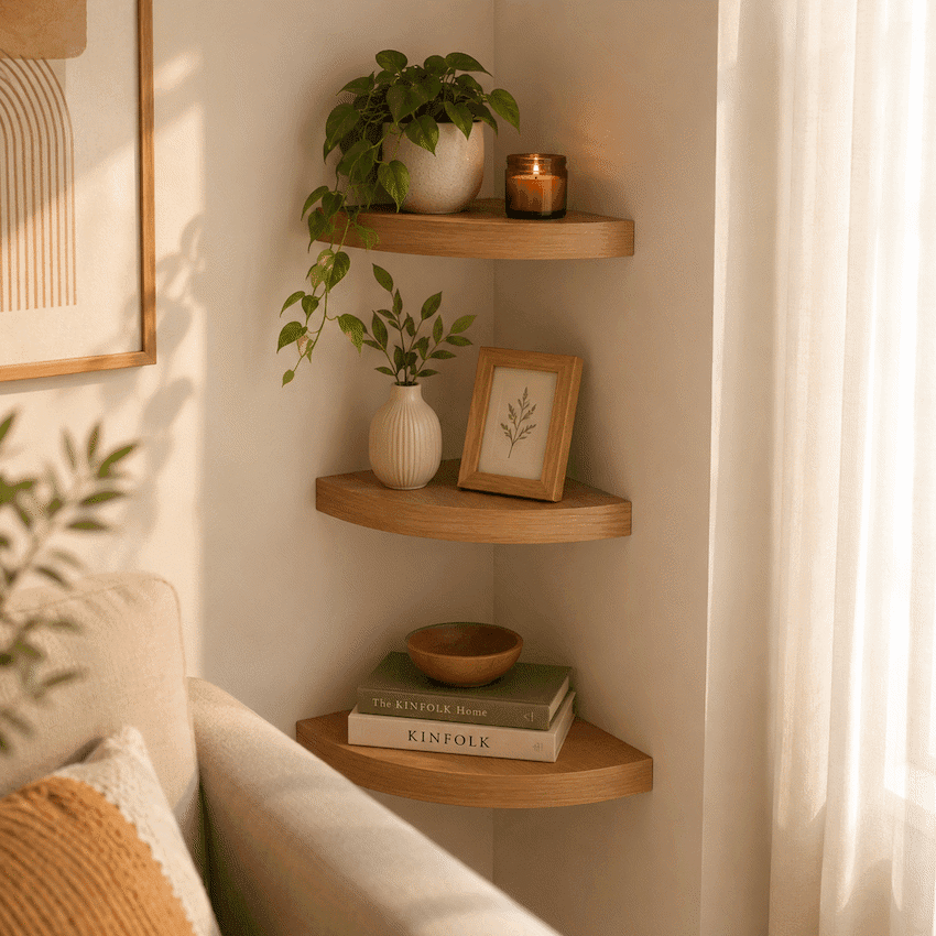 Everfurn Arched Floating Corner Wall Shelf 5