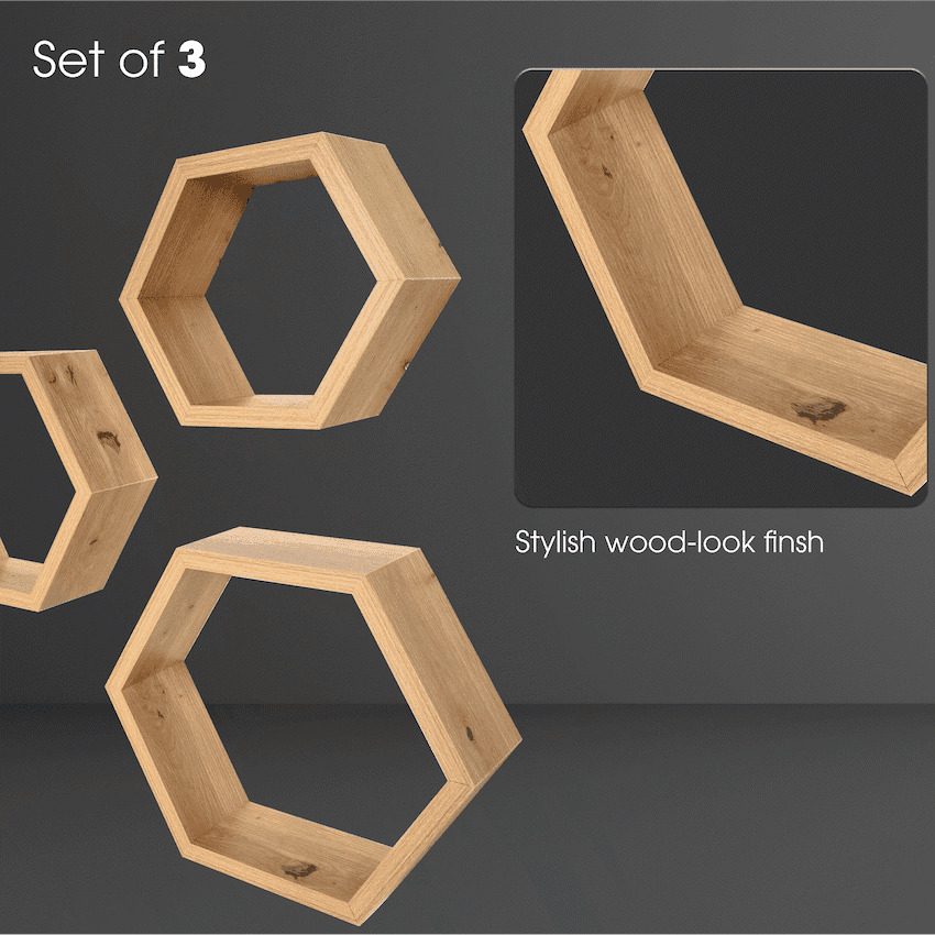 Everfurn Poppy Floating Wall Shelves - Set of 3 3