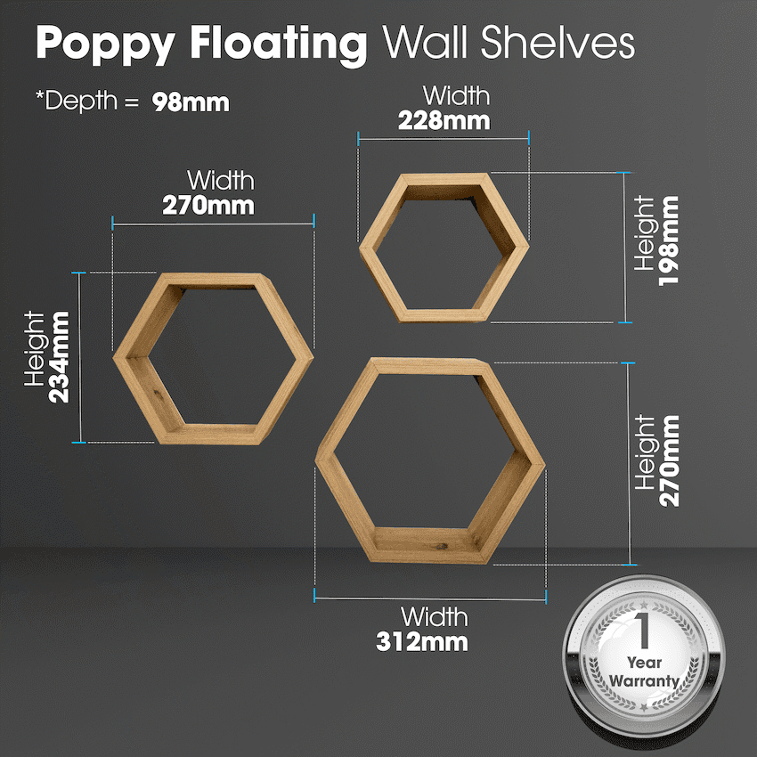Everfurn Poppy Floating Wall Shelves - Set of 3 4