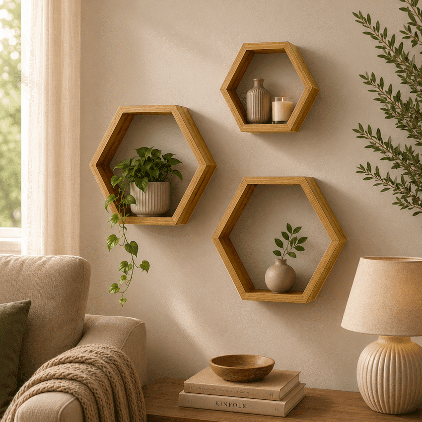 Everfurn Poppy Floating Wall Shelves - Set of 3 5