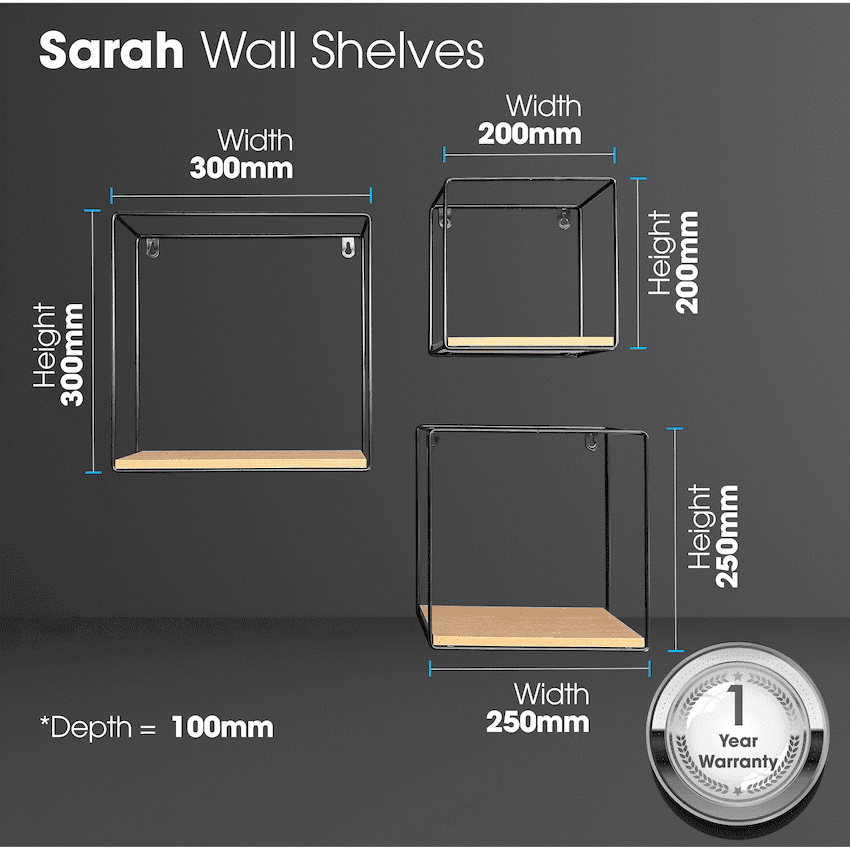 Everfurn Sarah Wall Shelves - Set of 3 5