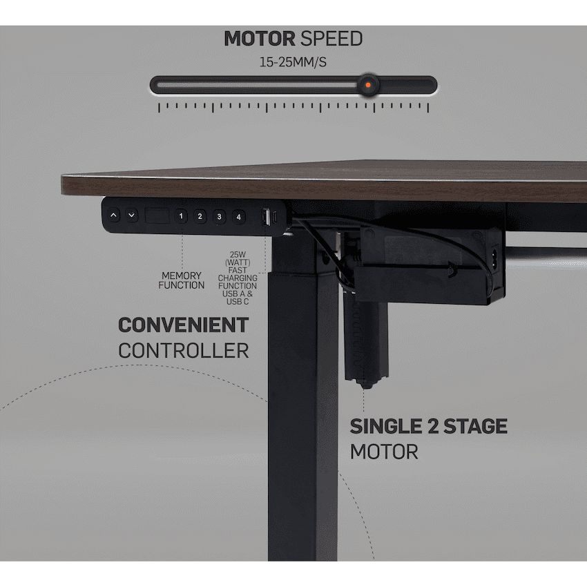 Berlin Height-Adjustable Desk - Base & Controller - Black 2