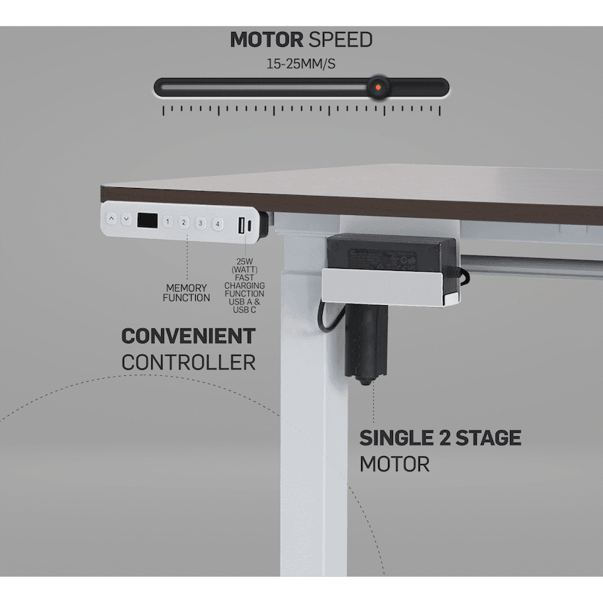 Berlin Height-Adjustable Desk - Base & Controller - White 2