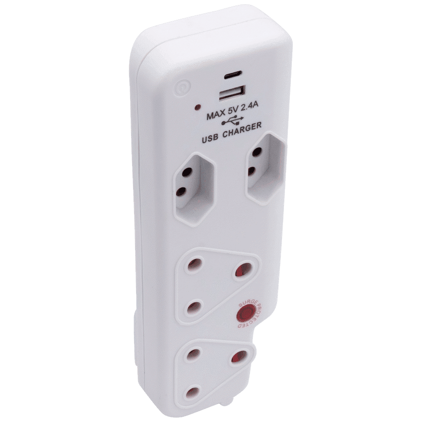 Ellies  4 Way Surge adaptor with type C + USB - WT 2