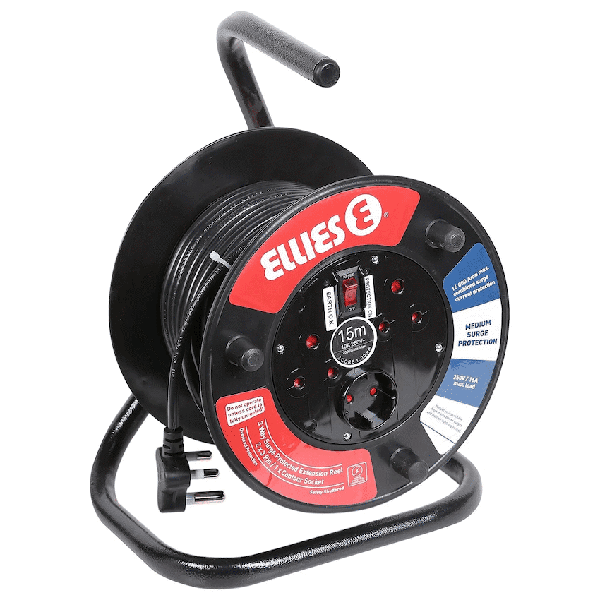 Ellies Heavy Duty Surge Extension Reel - 20m - BK 2