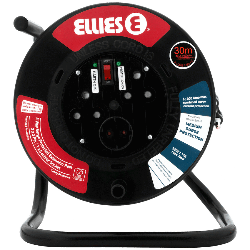 Ellies Heavy Duty Surge Extension Reel-30M-BK 4