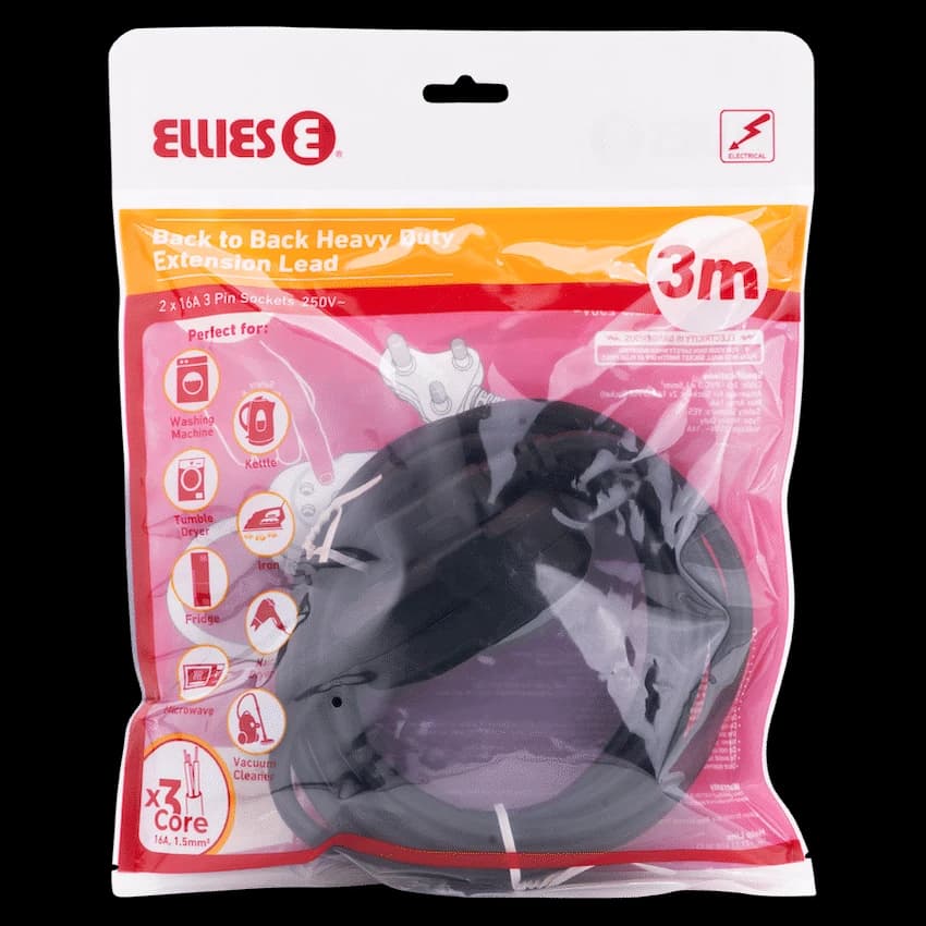 Ellies Back to Back Heavy Duty Extension Lead - 3m 6