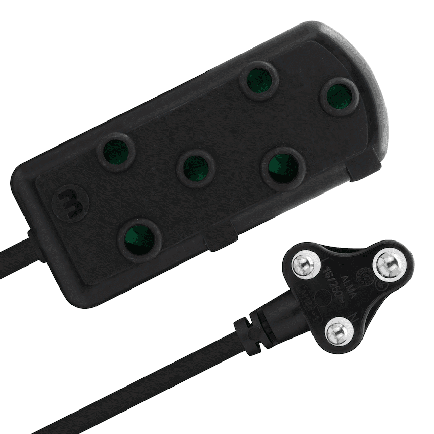 Ellies Side by Side Heavy Duty Extension Lead-5M-BK