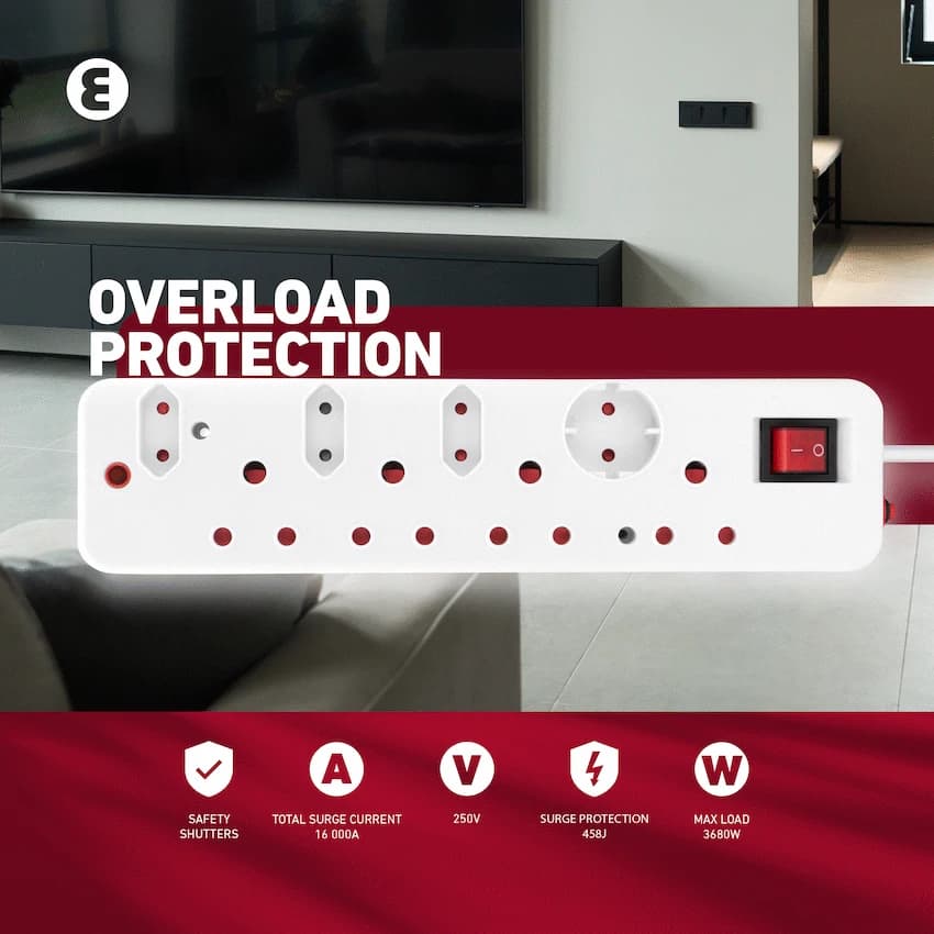 Ellies 8-Way Surge Multiplug 0.5m - WT 10