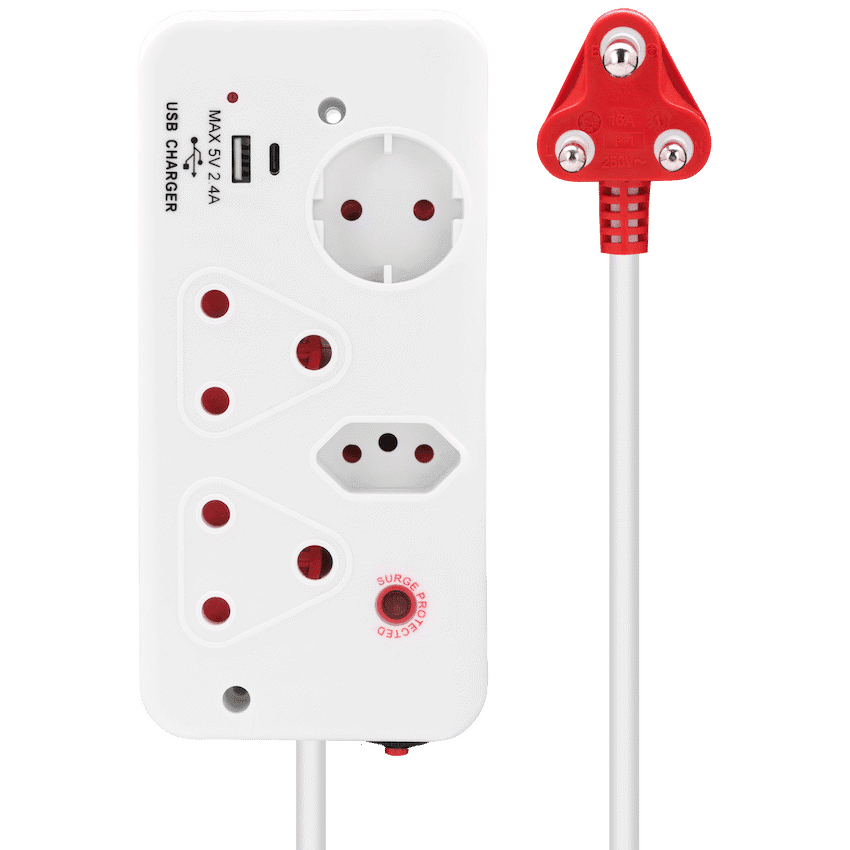 Ellies 4-Way Surge Multiplug with USB-A+USB-C 0.5m - WT 2