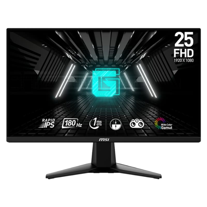 MSI G255F 25" Gaming Monitor 1920x1080 (FHD) Rapid IPS 1ms 180Hz Adaptive Sync HDMI Displayport Black 1