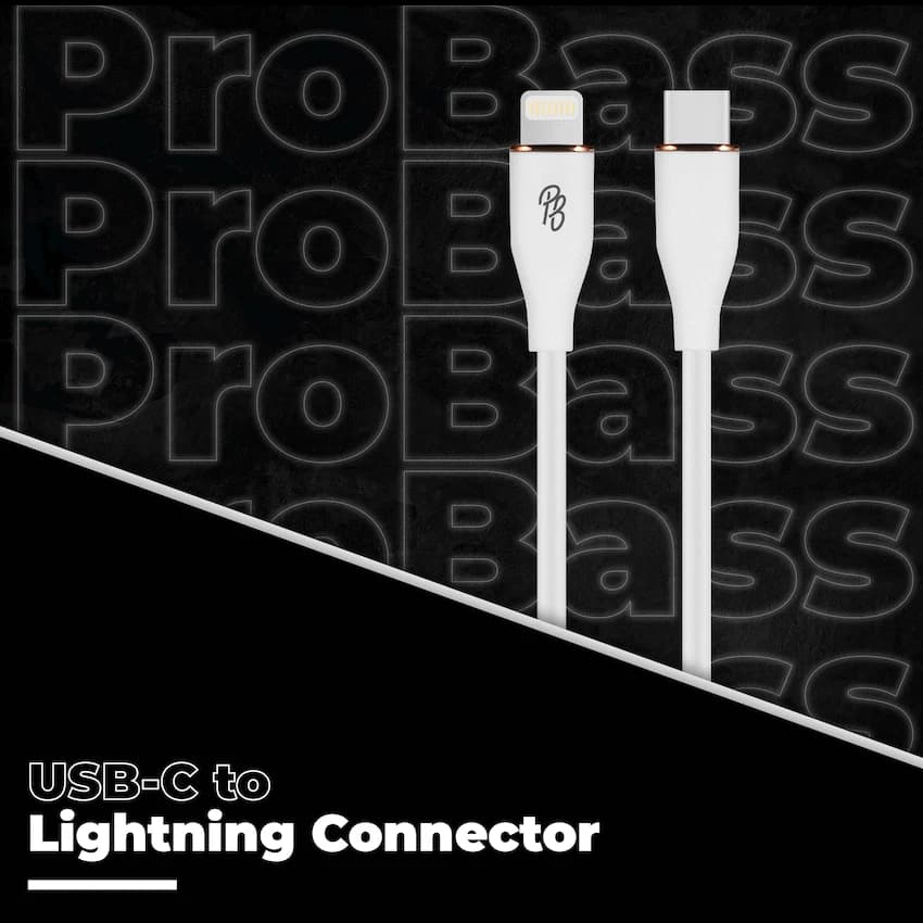 Pro Bass FlexiCord Series 2m 27w Type-C to Lightning Charging Cable - White 3