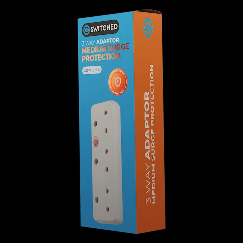 SWITCHED 3 Way Medium Surge 16A Adaptor 5