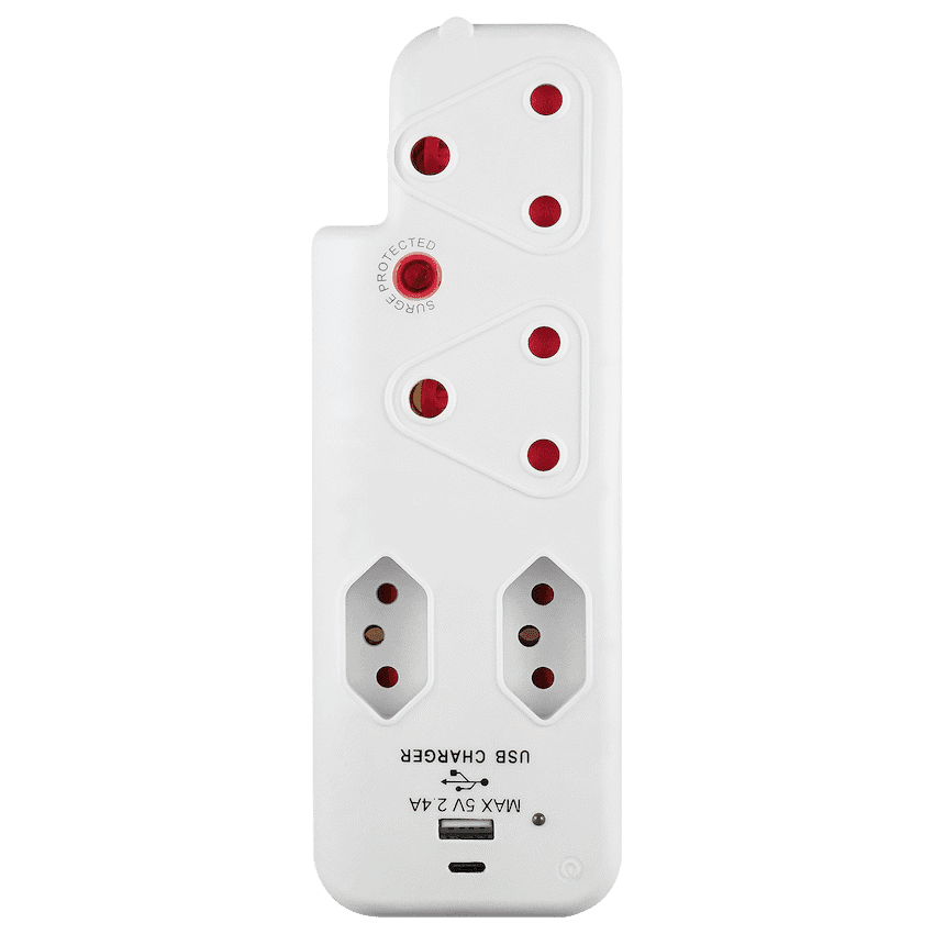 Switched 4-Way Medium Surge Adaptor with Type-C + USB 4