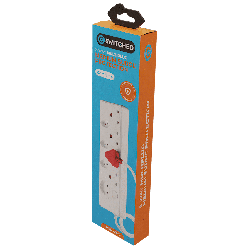 Switched Medium Surge 8-Way Multiplug 0.5m 9