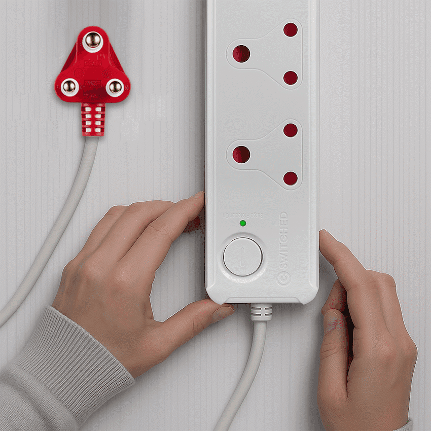 Switched 3-Way Medium Surge-Protected Multiplug with 1x Type-C + 3.4a USB Ports - 0.5m - White 7