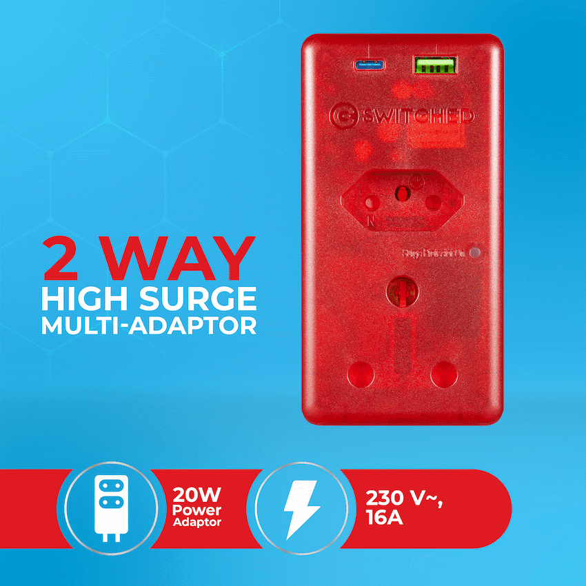 Switched High Surge Multi Adaptor with USB + Type-C PD20W 4