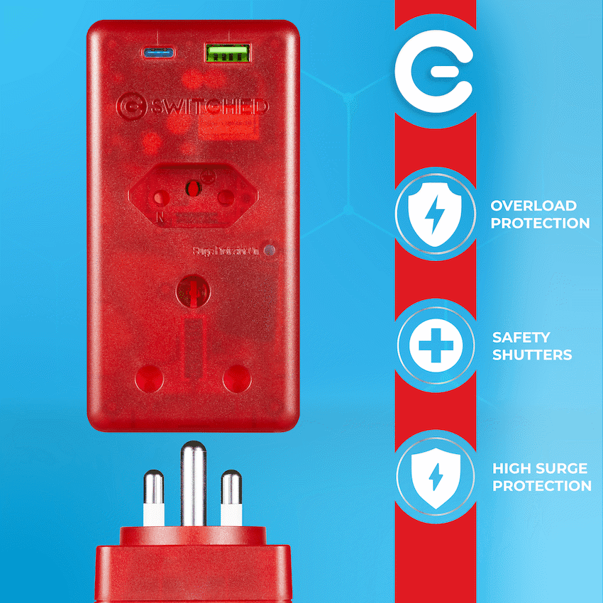 Switched High Surge Multi Adaptor with USB + Type-C PD20W 6
