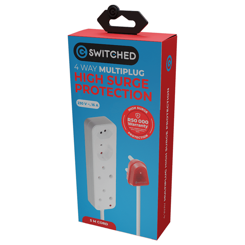 Switched High Surge 4-Way Multiplug 0.5m 1140J 2