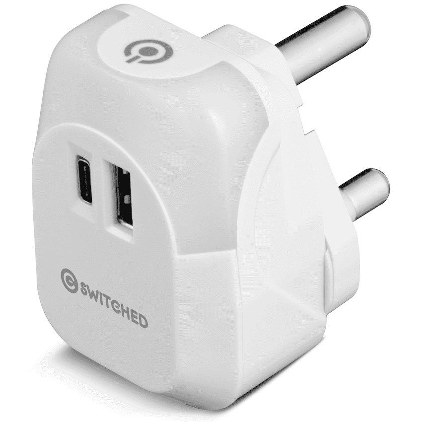 Switched Halo Fast Charge Power Adaptor, USB and Type-C Ports, Output 20w - Soft Touch Night Light