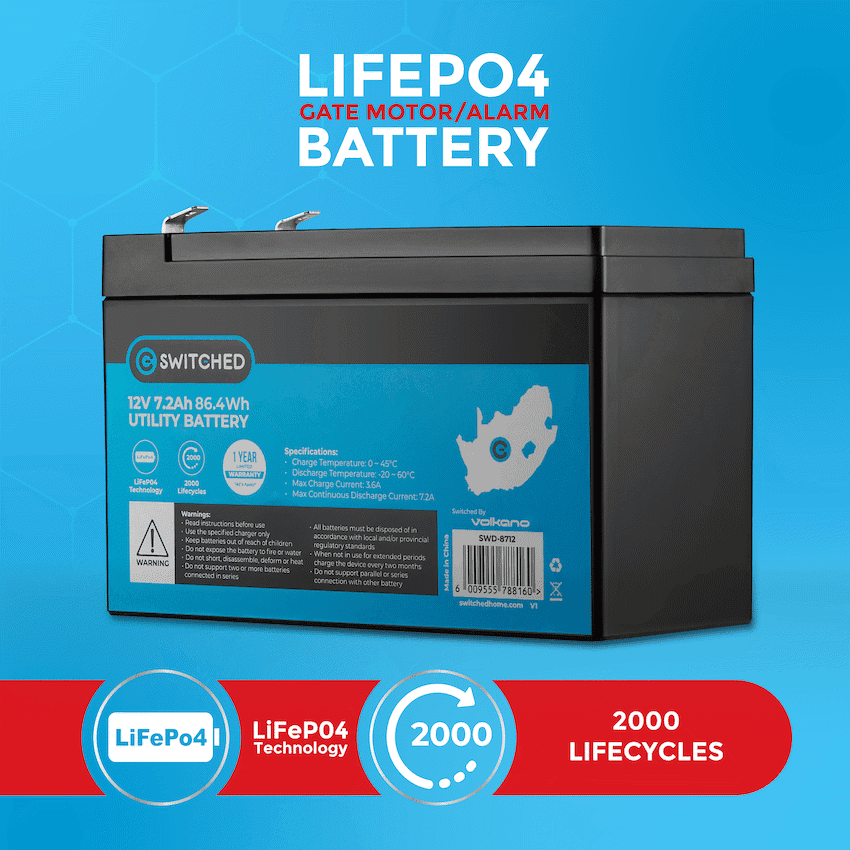 Switched LiFePO4 Gate Motor/Alarm Battery 3