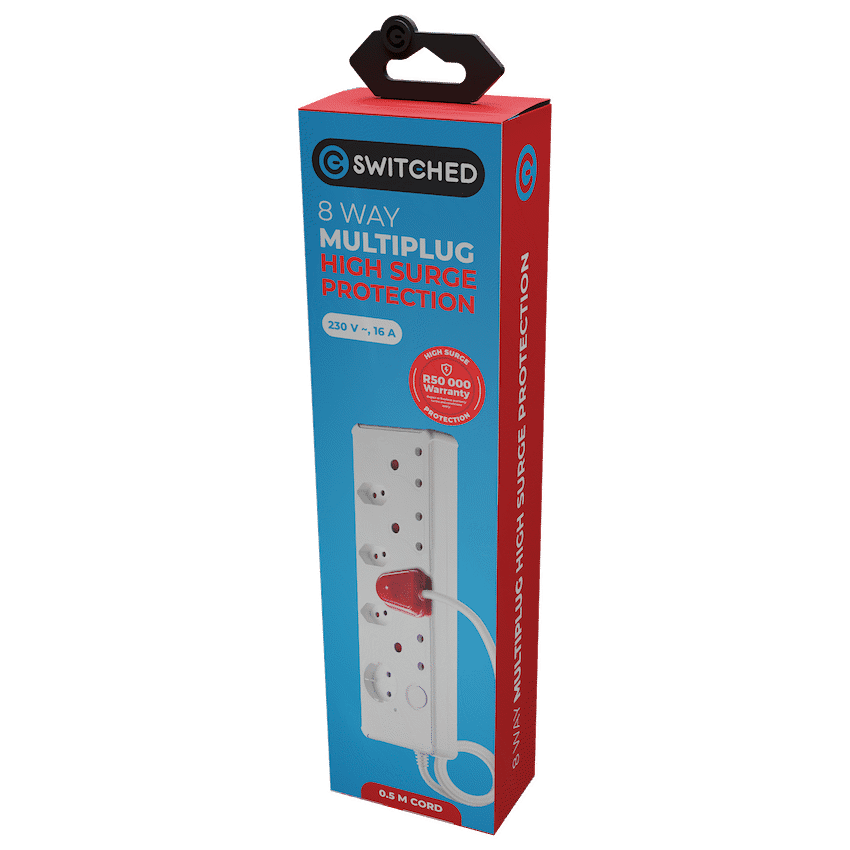 SWITCHED 8-way High Surge Multiplug 0.5m 5
