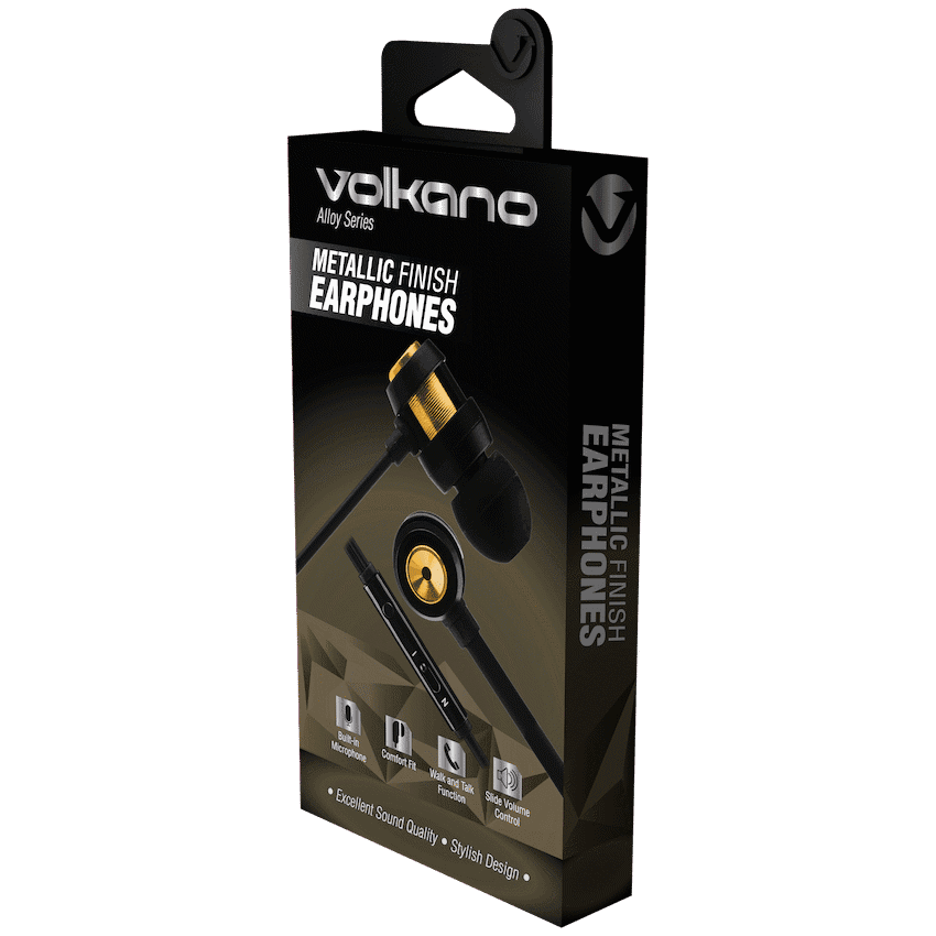 Volkano Alloy Series Metal Earphone - Gold 2