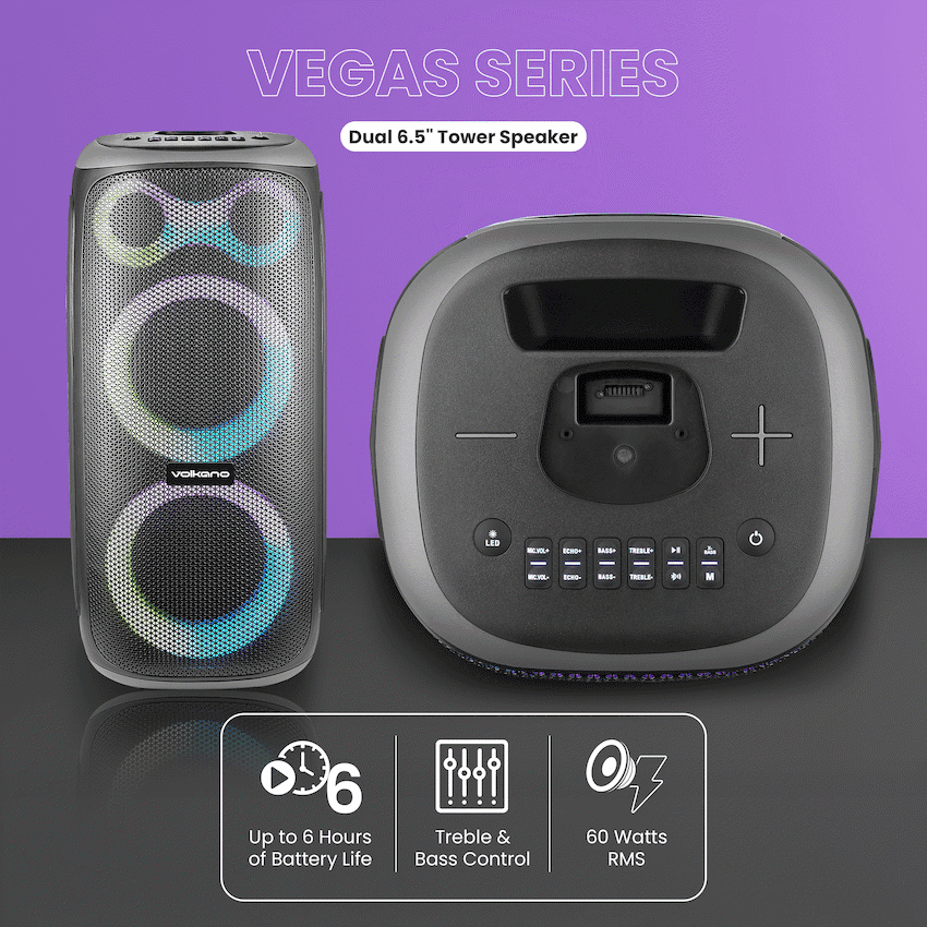 Volkano Vegas Series Dual 6.5" Tower Speaker 3