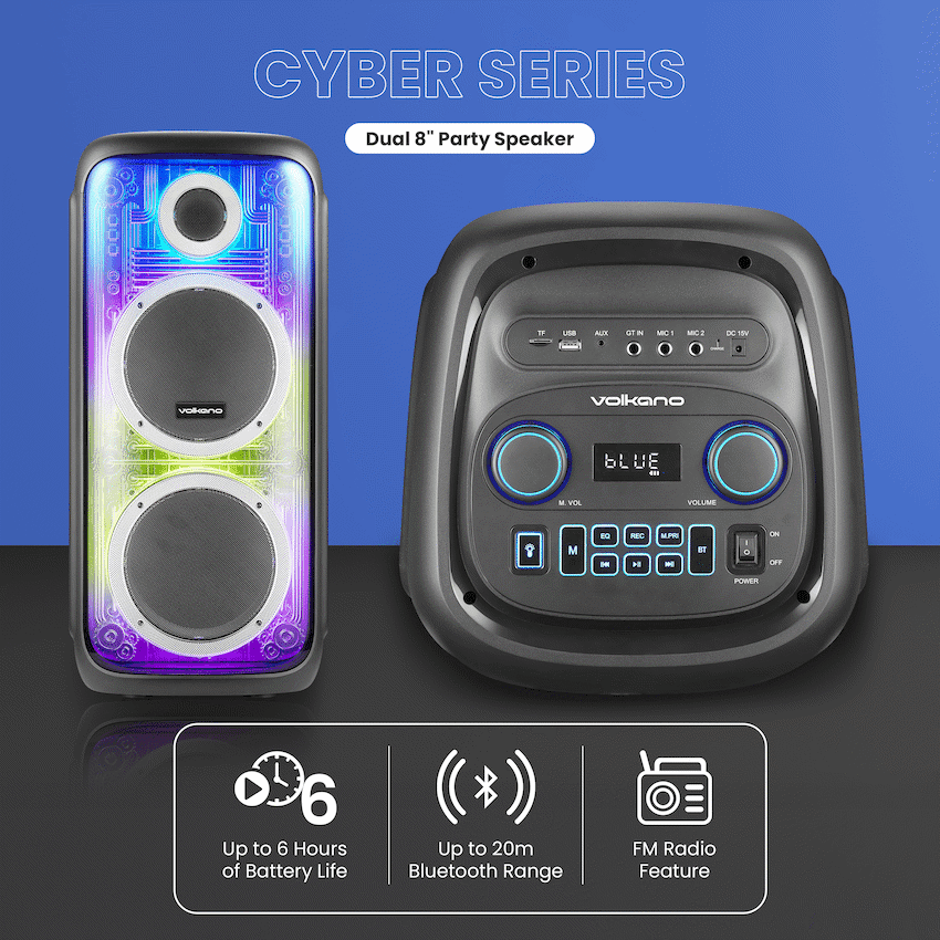 Volkano Cyber Series Dual 8" Party Speaker 3