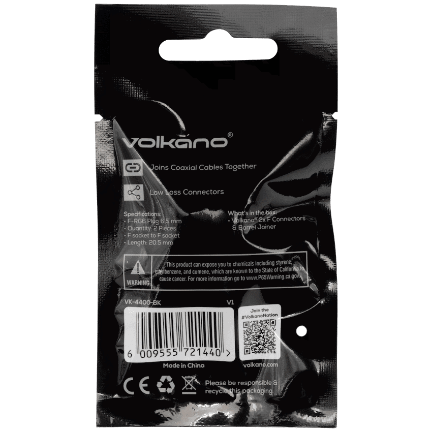 Volkano 2x F Connector & Barrel Joiner 2