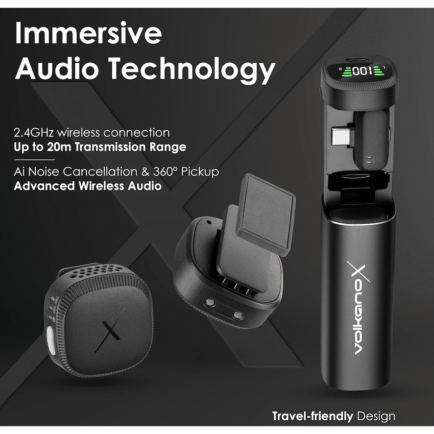 VolkanoX Lucid Series Lavalier Microphones with Charging Case 4