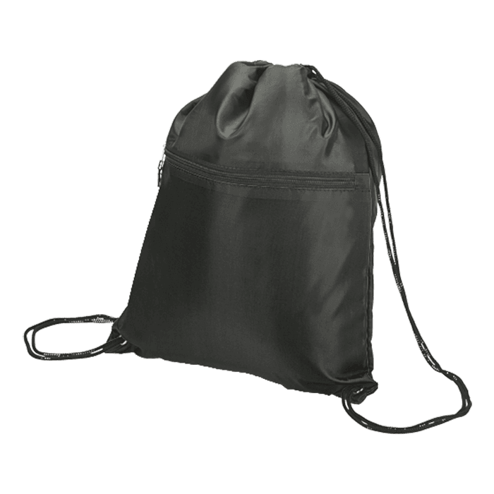 Drawstring Sport Bag with Zip Pocket 210D 2