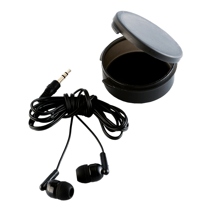 Earphones in Round Case 1