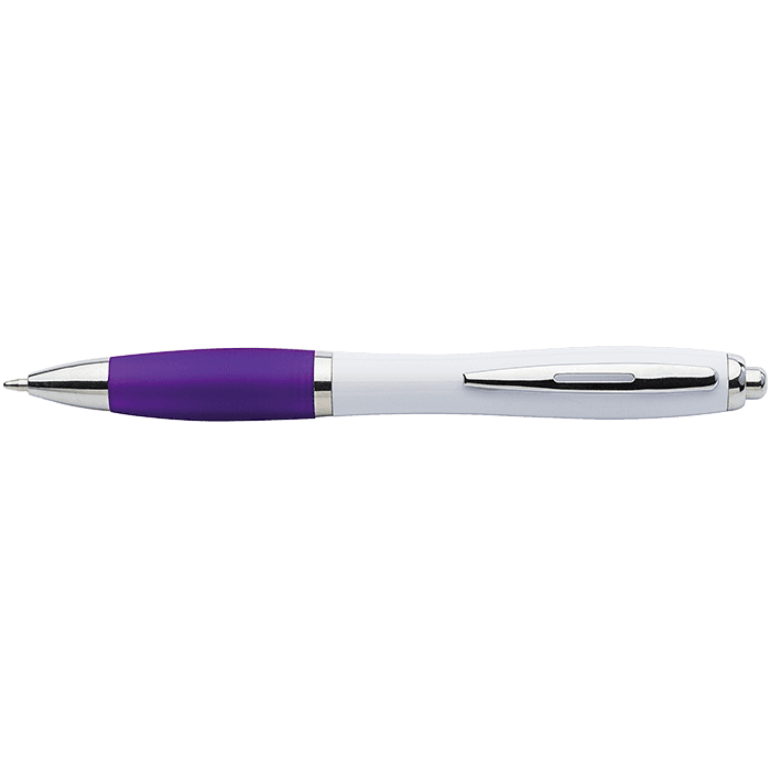 White Barrel Curved Design Ballpoint Pen 1