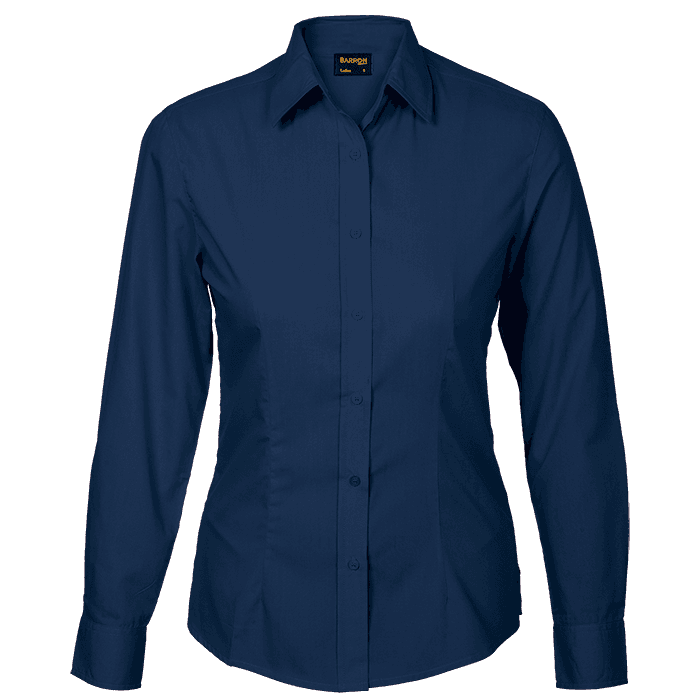 Basic Poly Cotton Blouse Long Sleeve Ladies 1
