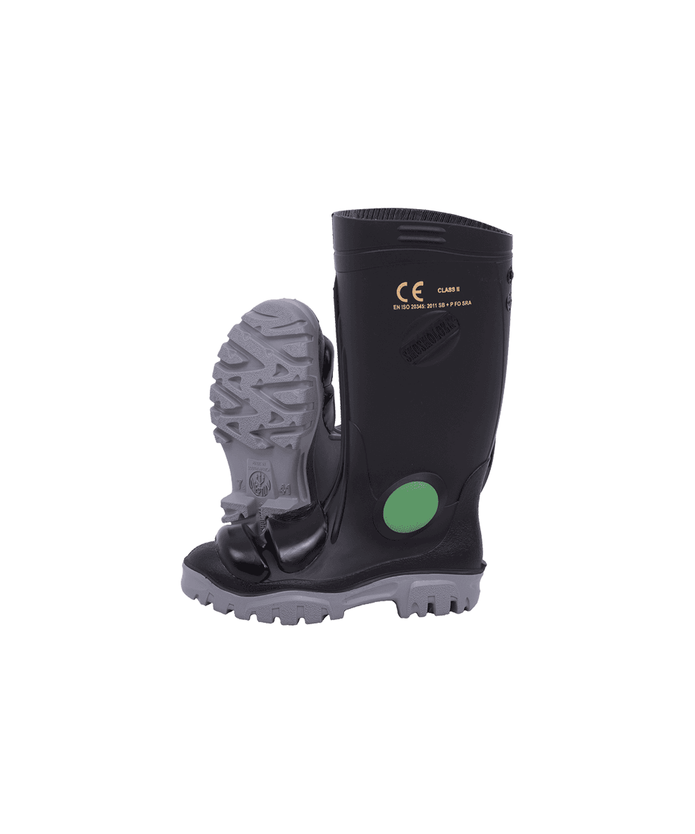 Black/Grey Knee Length Heavy Duty Metaguard Steel Toe And Midsole Gumboot