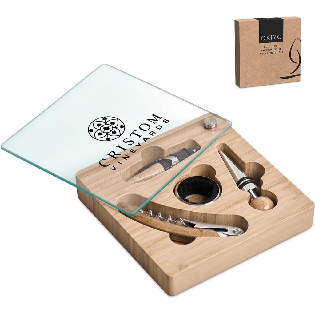 Okiyo Budonoki Bamboo Wine Accessories set