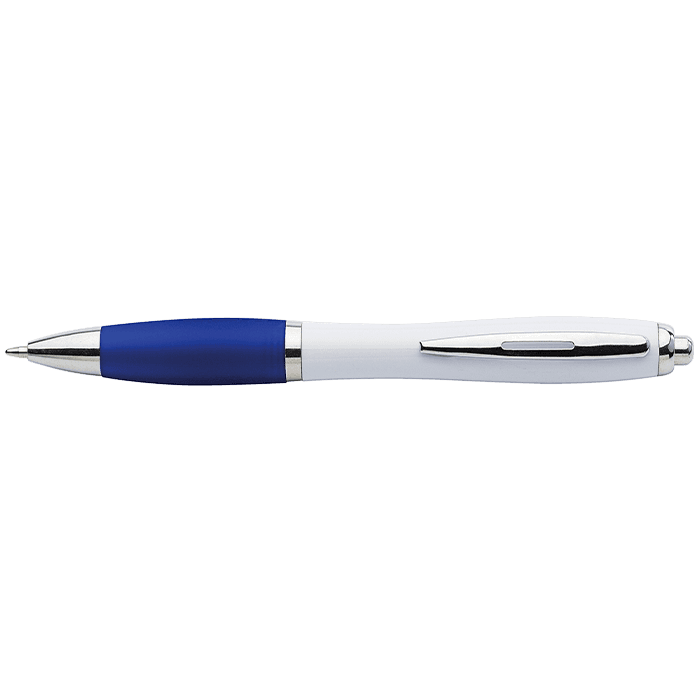 White Barrel Curved Design Ballpoint Pen