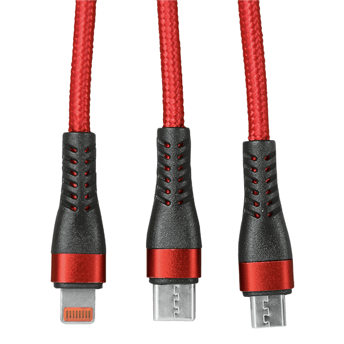 1.2m 3-In-1 Charger Cable Allum alloy and Braiding