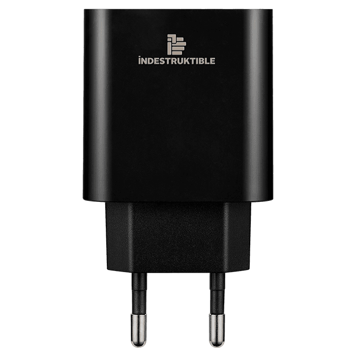 IND 3.1AMP Dual USB Wall Charger With Micro-USB & Type-C Cab