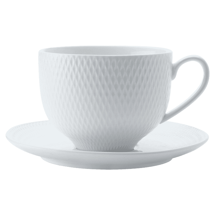White Basics Diamonds Tea Cup and Saucer 220ml