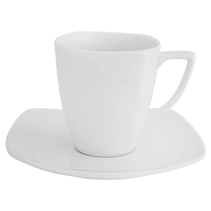 Arctic White Square Tall Cup and Saucer