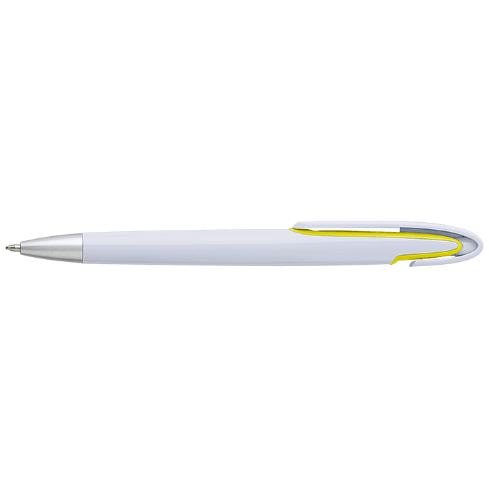 Rounded Clip Ballpoint Pen With White Barrel