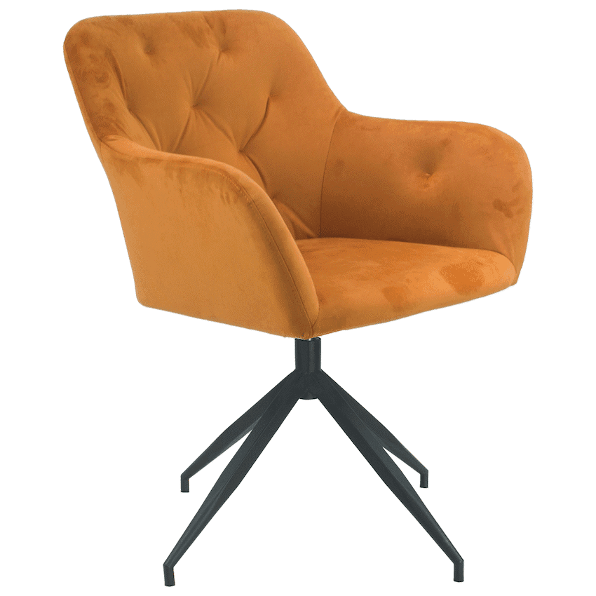 Plush Swivel Casual Chair - Burnt Orange - Velvet Fabric