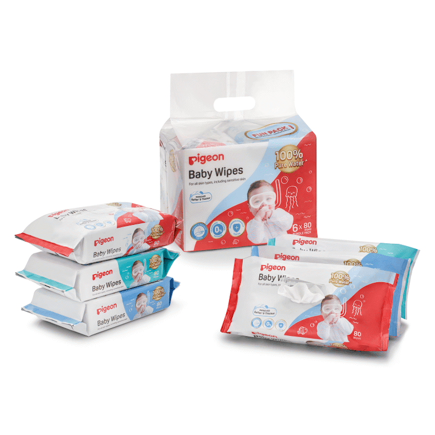 Pigeon - BABY WIPES 80'S 100% WATER 6-in-1 REFILL PACK