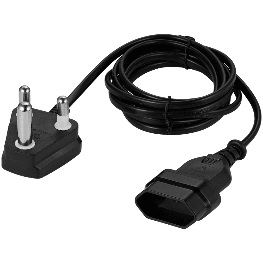 Switched Easy Cable Extender SA 3-Pin to 2-Pin Euro Socket 2m - Black