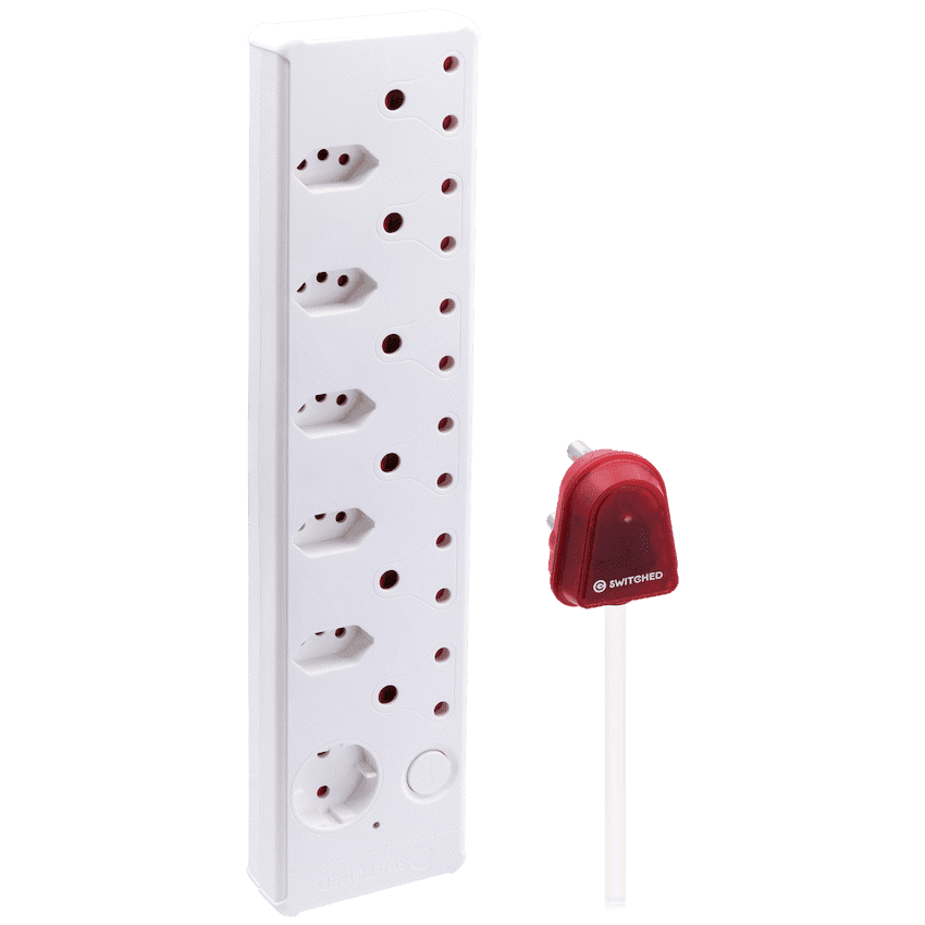 Switched 12-Way High Surge Multiplug 0.5m - White