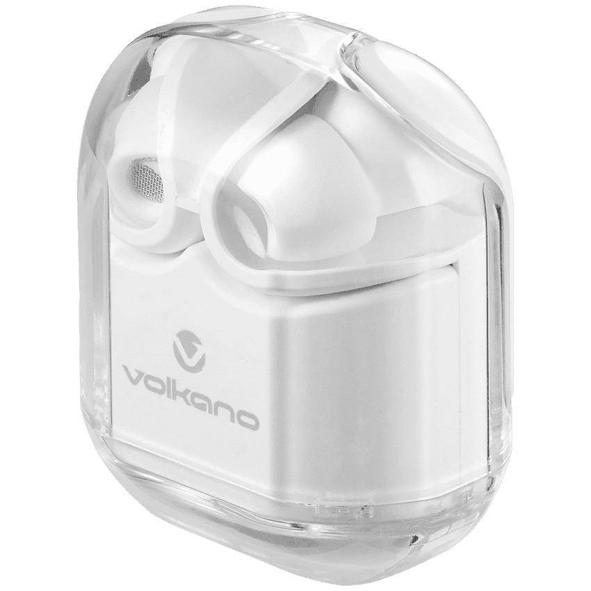 Volkano Crystalline Series TWS Earphone - White - Hardbox