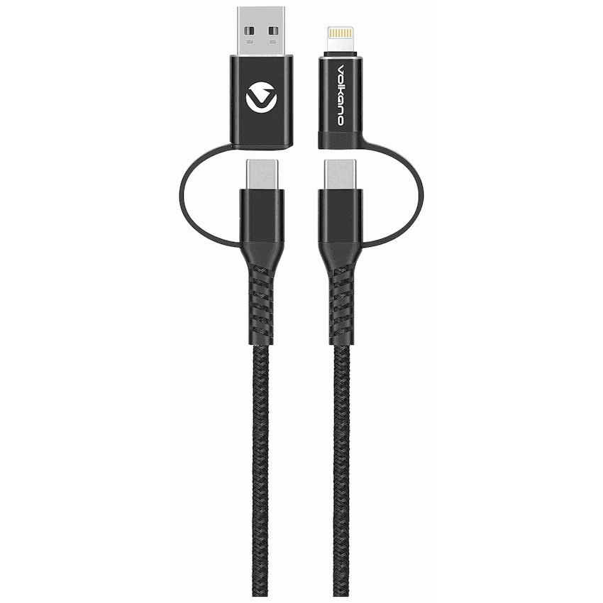 Volkano Weave Series 4-in-1 Cable Two Pack - 1.2m/4ft & 1.8m/6ft