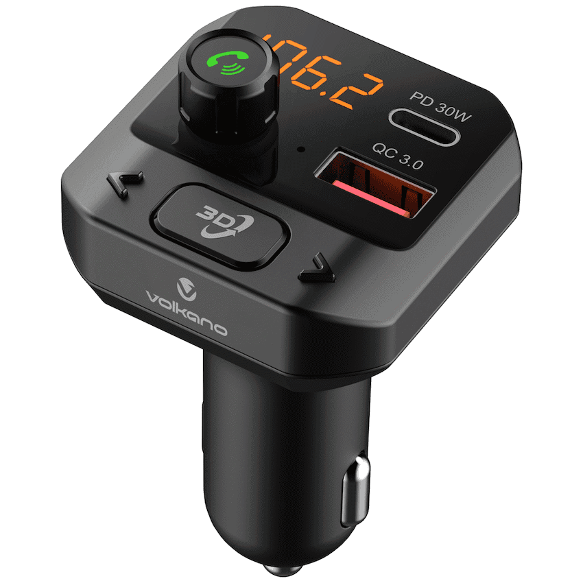 Volkano Grill Series Bluetooth Car Modulator and Charger